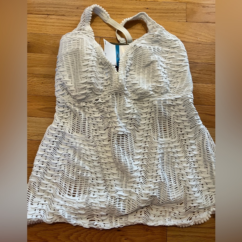 White Net Tankini Padded